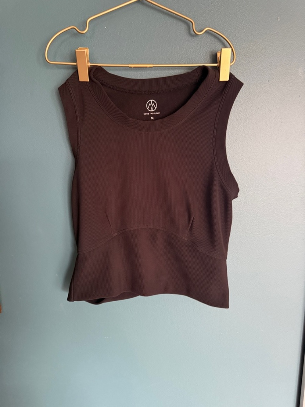 Sculpted Seam Black Ribbed Tank Top